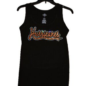 Hurricanes rhinestone glitter bling black tank XS  S M L XL XXL 1X 2X 3X 4X 5X